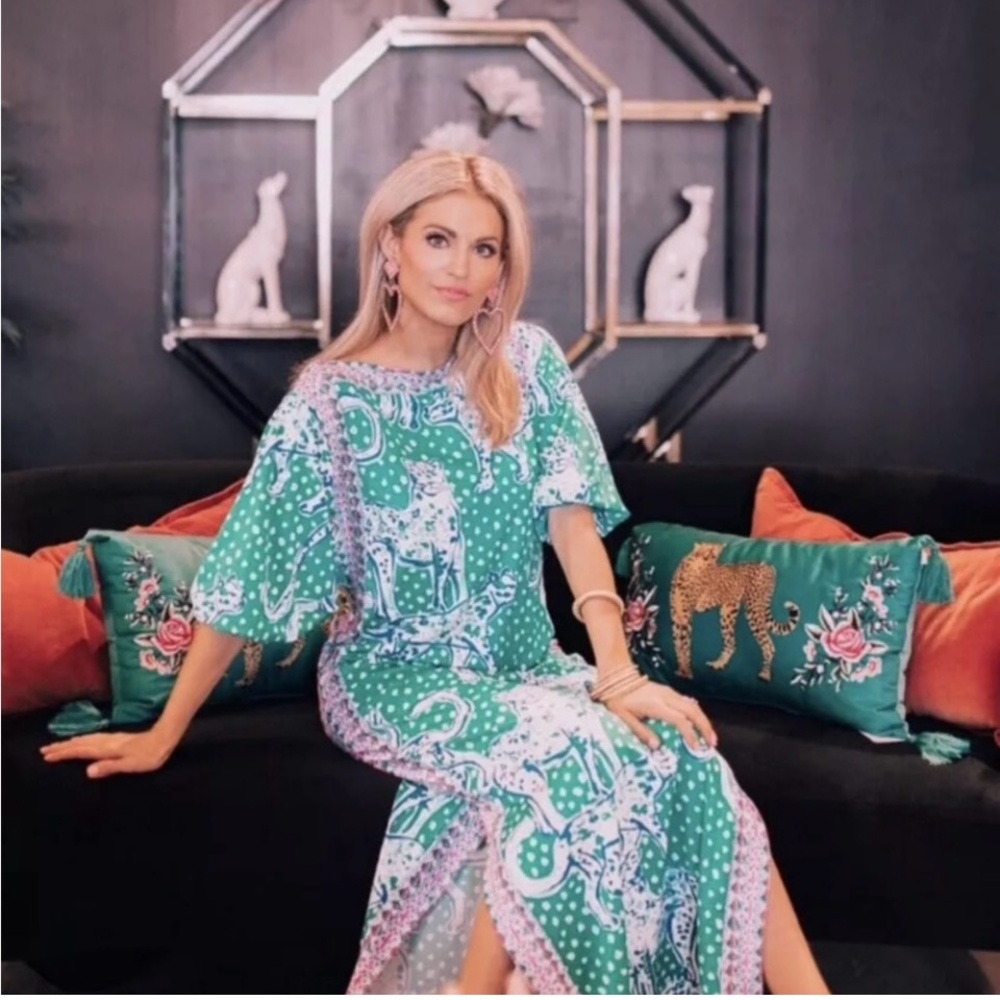 Lilly Pulitzer Silva Maxi Emerald Green On The Prowl Sz4
